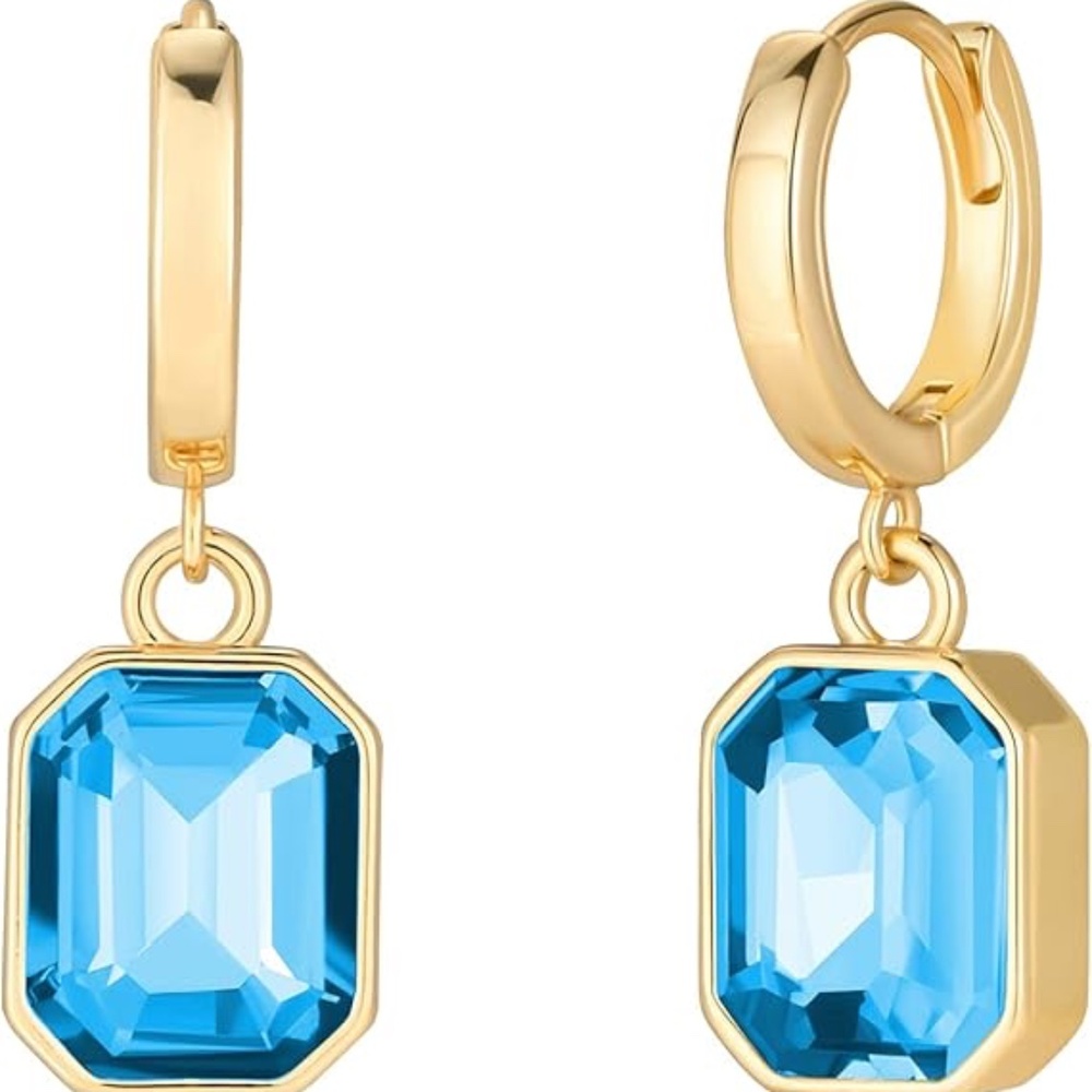 New Liv Oliver 18k Gold Plated Blue Drop Earrings